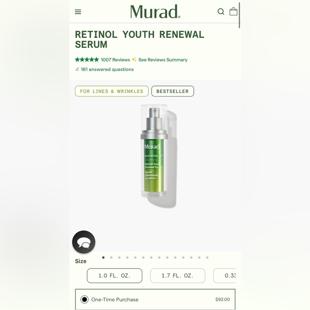 NEW Murad Retinol Youth Renewal Serum - Green